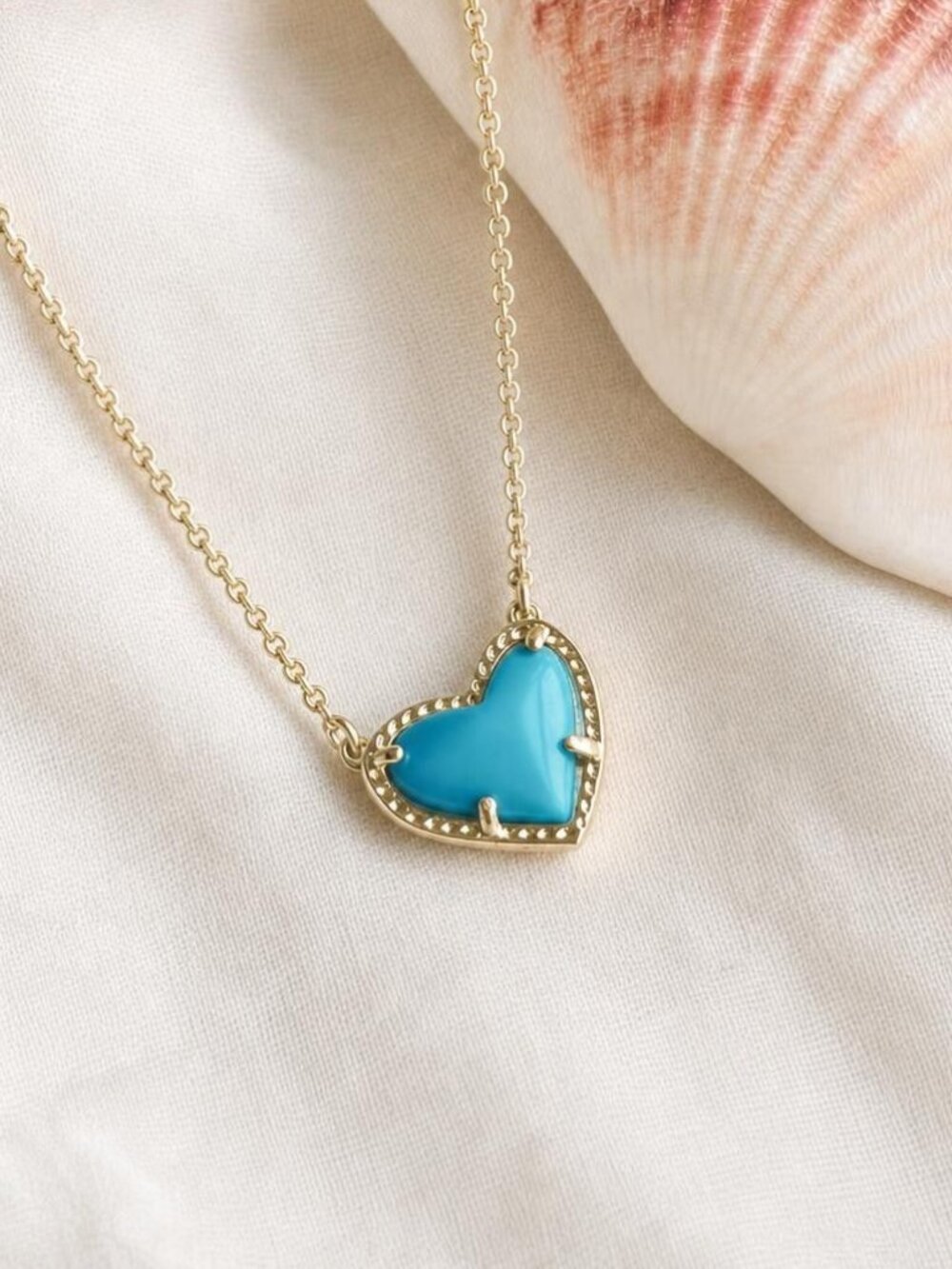 Kendra Scott Ari Heart Gold Turquoise Pendant Necklace